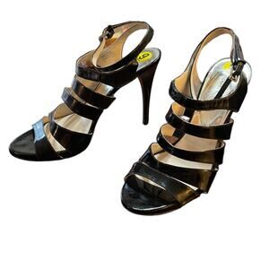 Michael Kors Black Patent Leather Strappy Heels Size 9